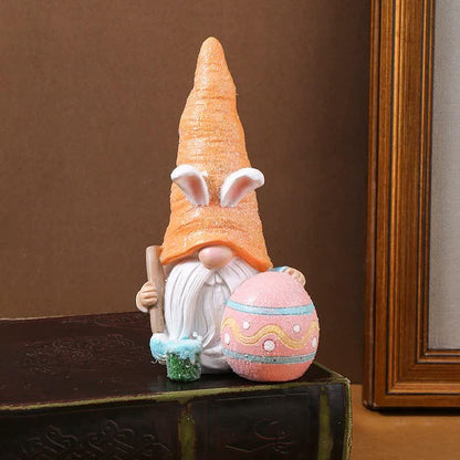 Easter Egg Easter Bunny Gnome Figurines - Handmade Carrot Hat Decorations for Easter Home Decor - Mekamart Australia