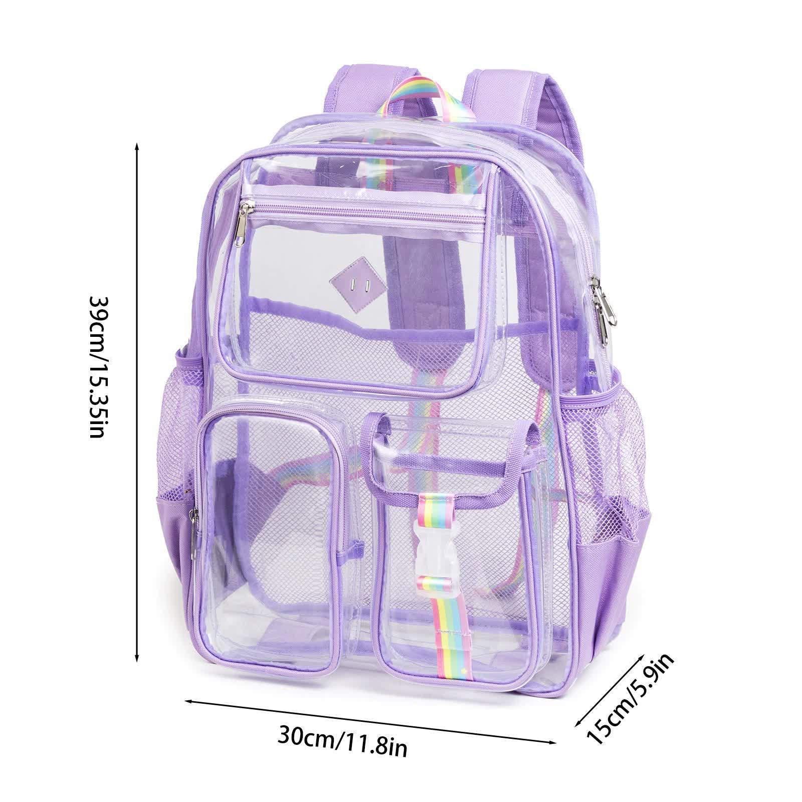 Black Clear Transparent Backpack - Stylish PVC School Bag with Multiple Pockets - Mekamart Australia