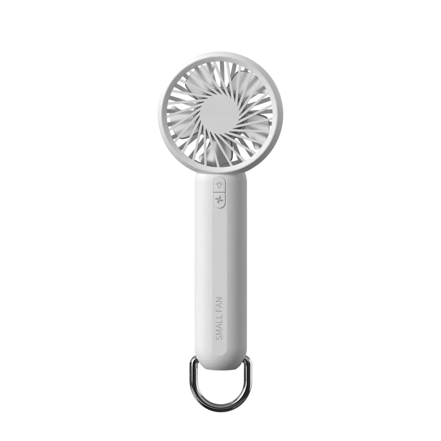 White Mini Handheld Rechargeable Fan - Portable USB-Powered Cooling with Keyring - Mekamart Australia