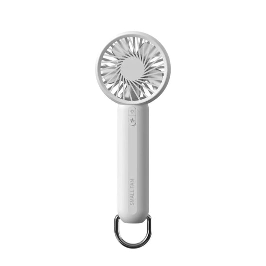 White Mini Handheld Rechargeable Fan - Portable USB-Powered Cooling with Keyring - Mekamart Australia