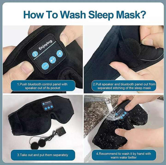 Grey Bluetooth 5.0 Wireless Sleep Eye Mask - Soft Plush Eye Cover with Built-in Speakers (13 x 16.5 x 6 cm) - Mekamart Australia