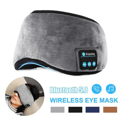 Grey Bluetooth 5.0 Wireless Sleep Eye Mask - Soft Plush Eye Cover with Built-in Speakers (13 x 16.5 x 6 cm) - Mekamart Australia