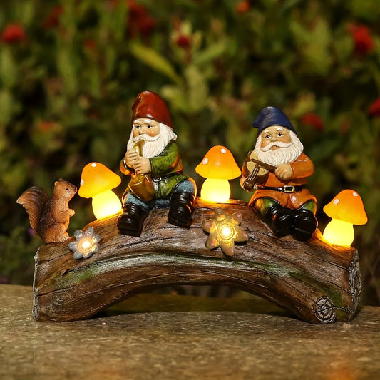 Solar-Powered Garden Gnome Statue - LED Lighted Outdoor Resin Decoration - Mekamart Australia