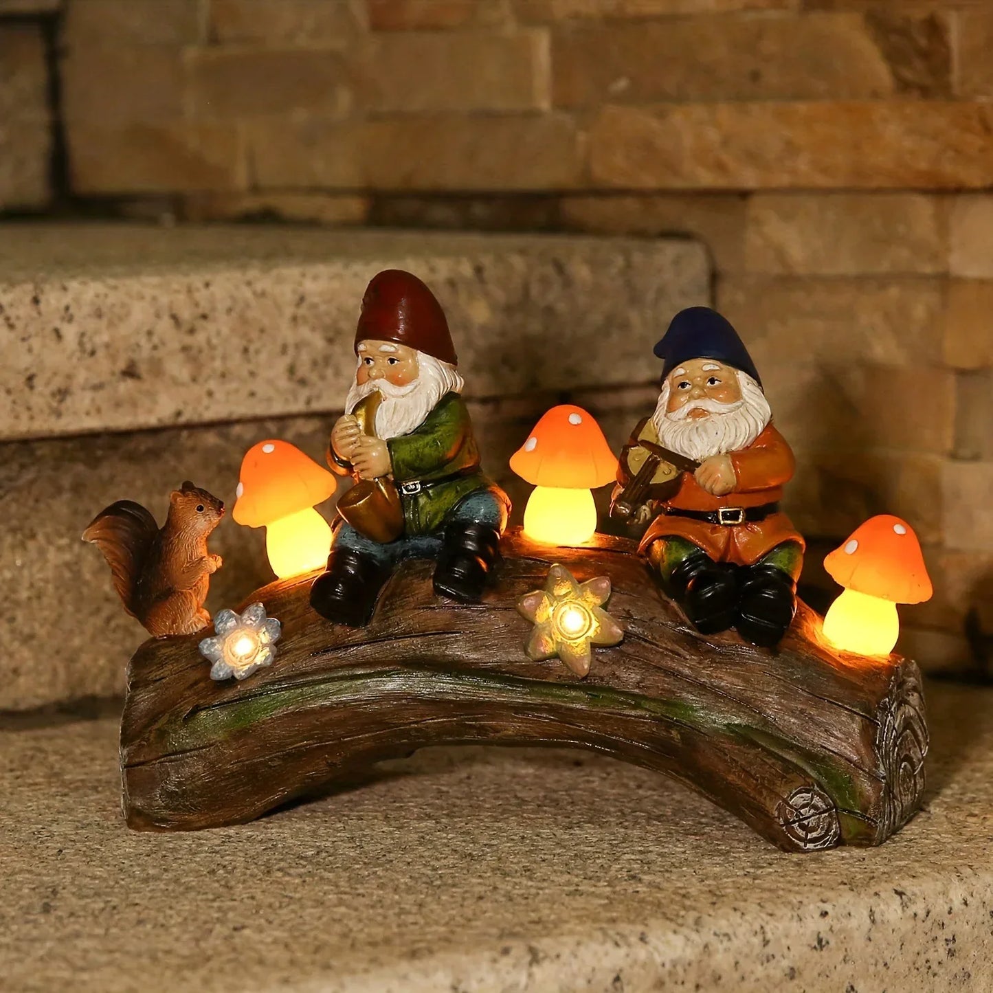 Solar-Powered Garden Gnome Statue - LED Lighted Outdoor Resin Decoration - Mekamart Australia
