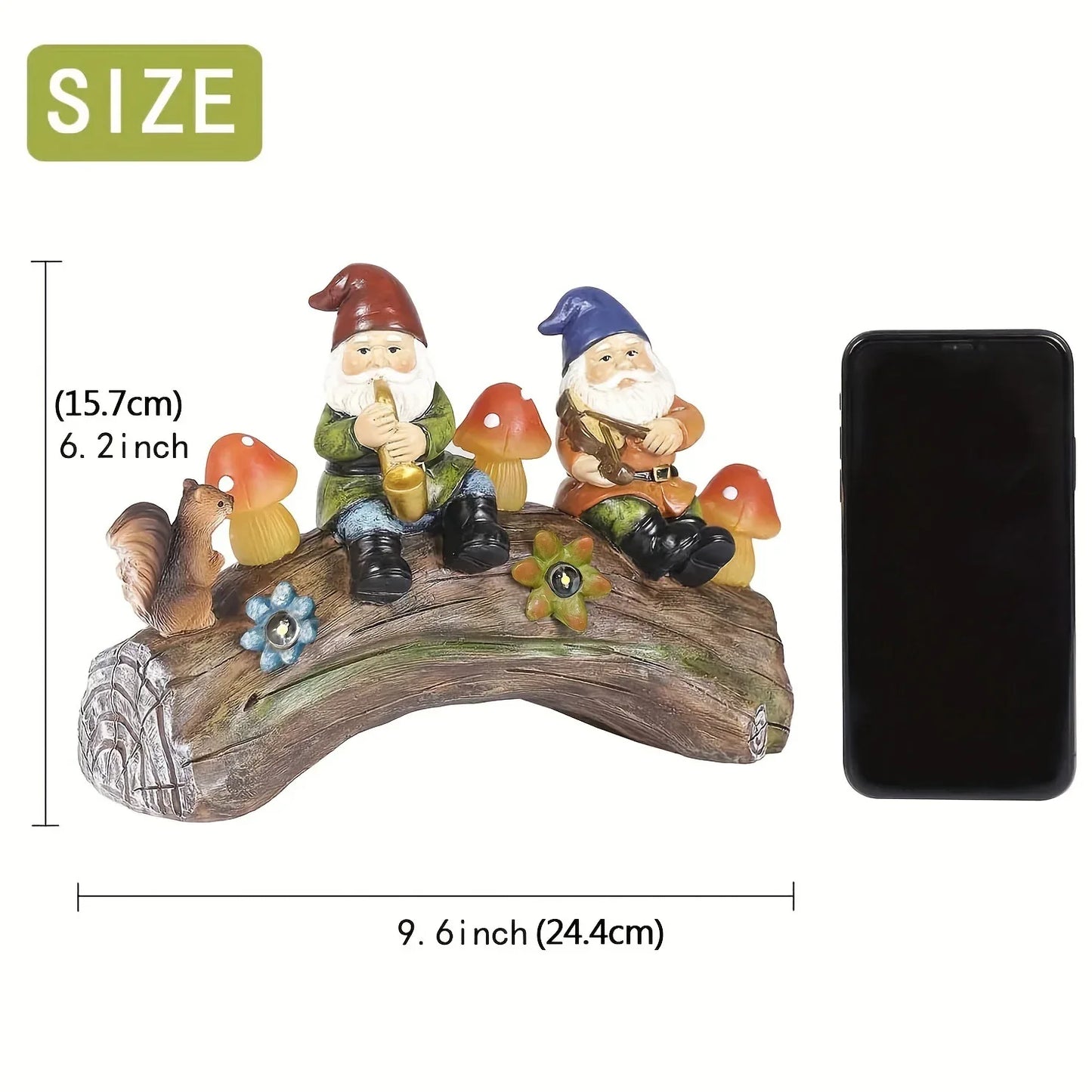 Solar-Powered Garden Gnome Statue - LED Lighted Outdoor Resin Decoration - Mekamart Australia
