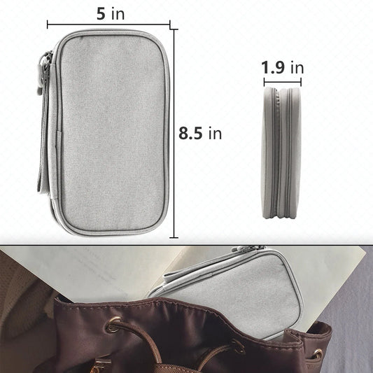 Grey Portable Digital Organizer Bag - Multifunctional Storage for Power Banks, Cables, and Accessories(Photography Props Not Included) - Mekamart Australia