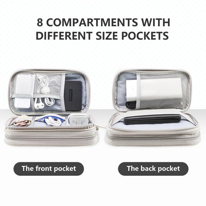Grey Portable Digital Organizer Bag - Multifunctional Storage for Power Banks, Cables, and Accessories(Photography Props Not Included) - Mekamart Australia