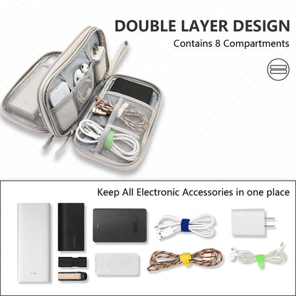 Grey Portable Digital Organizer Bag - Multifunctional Storage for Power Banks, Cables, and Accessories(Photography Props Not Included) - Mekamart Australia