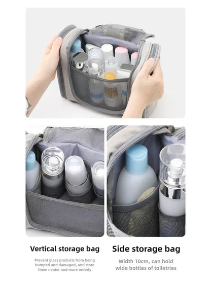 Blue Large Capacity Travel Toiletry Bag with Dry-Wet Separation - Hanging Organizer for Cosmetics and Personal Care - Mekamart Australia