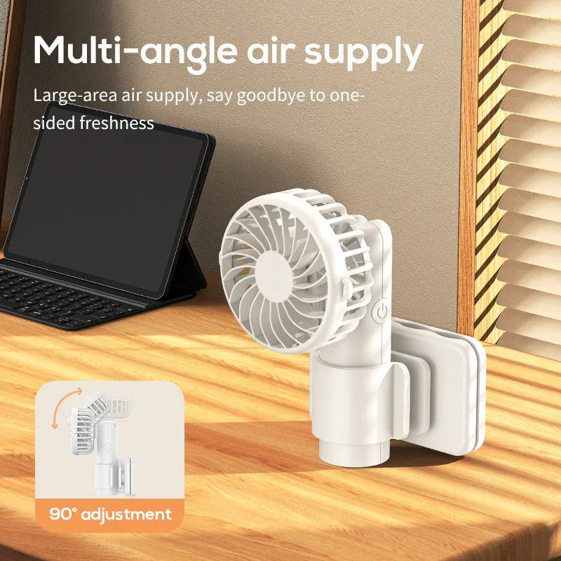 White Portable Multifunctional Clip Fan DQ261 - 1000mAh Battery, 3-Speed, Quiet Cooling for Summer - Mekamart Australia