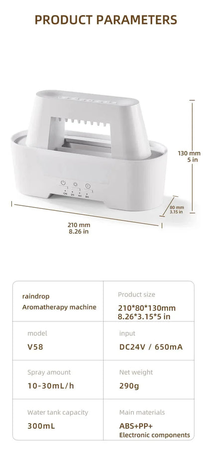 White 300ml Ultrasonic Aroma Diffuser with Cracked Light Design - Cool Mist Humidifier for Home and Office - Mekamart Australia