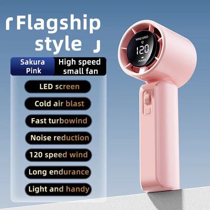 Pink Portable Handheld Fan with 120-Speed Display - USB Rechargeable Mini Cooling Fan for Outdoor Use - Mekamart Australia