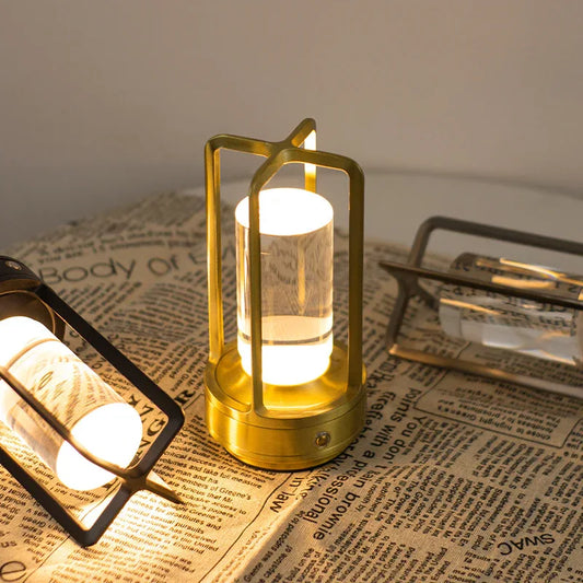 Gold Rechargeable Table Lamp - Touch Dimming 3-Color LED Light for Bedroom and Office - Mekamart Australia