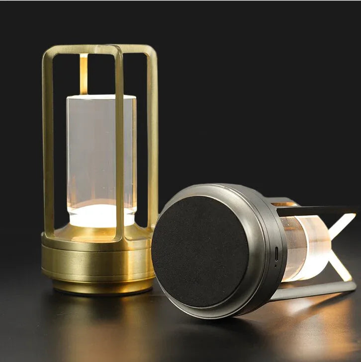 Silver Rechargeable Table Lamp - Touch Dimming 3-Color LED Light for Bedroom and Office - Mekamart Australia