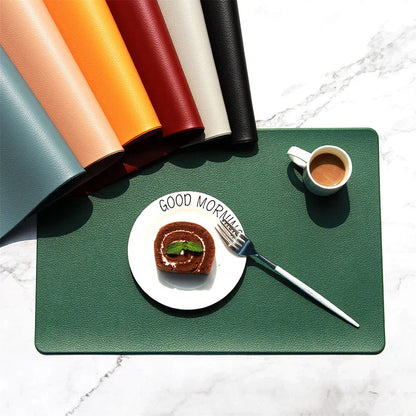 5 PCS Orange Nordic Style Leather Placemat - Anti-Slip, Heat-Resistant Table Mat 30cm x 45cm - Mekamart Australia