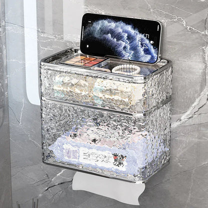 2PCS Stylish Double-Layer Transparent Wave-Textured Tissue Box Holder - Stylish Bathroom Storage - Mekamart Australia