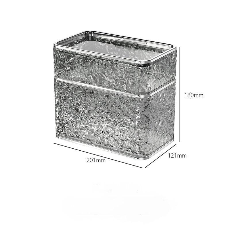 2PCS Stylish Double-Layer Transparent Grey Wave-Textured Tissue Box Holder - Stylish Bathroom Storage - Mekamart Australia