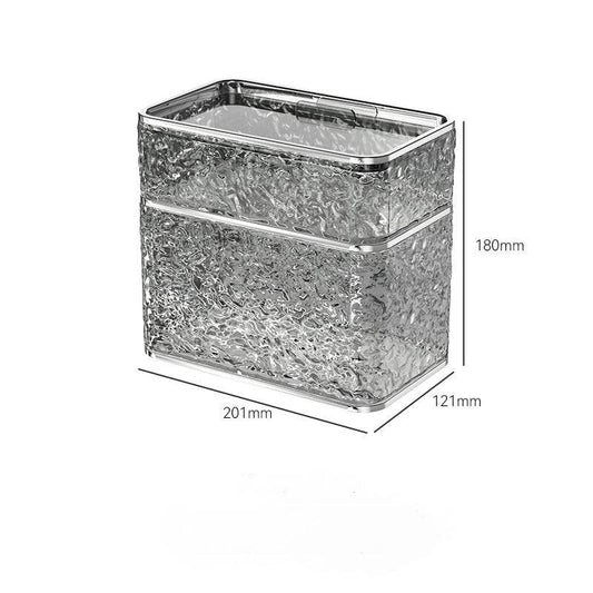 2PCS Stylish Double-Layer Transparent Grey Wave-Textured Tissue Box Holder - Stylish Bathroom Storage - Mekamart Australia