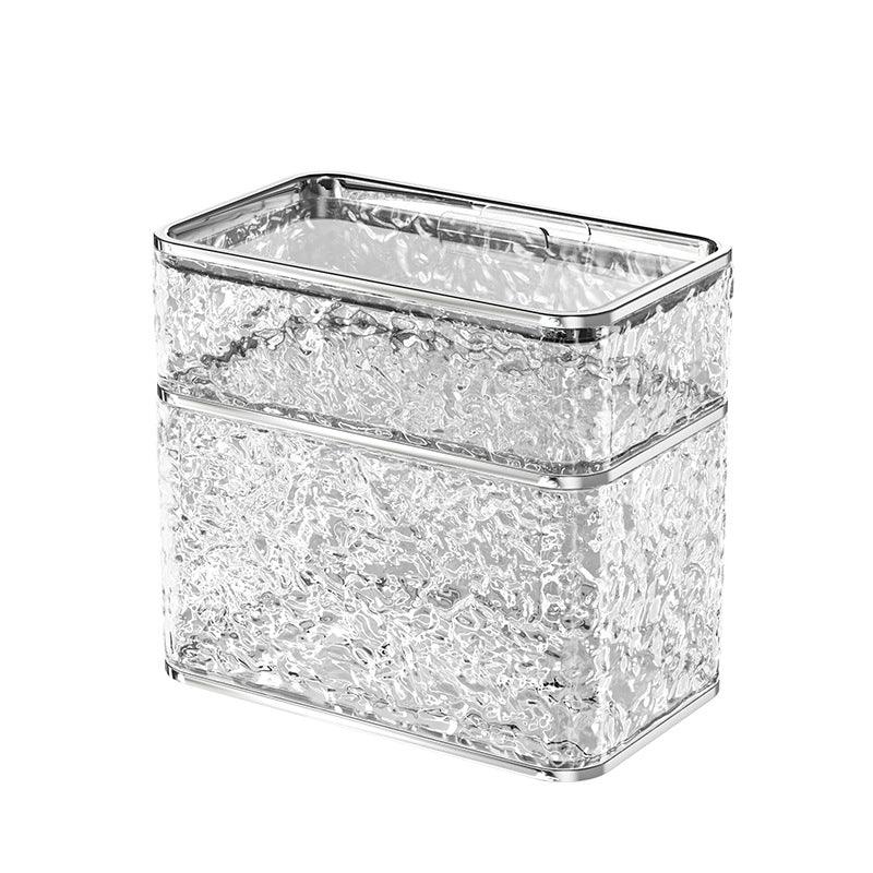 2PCS Stylish Double-Layer Transparent Grey Wave-Textured Tissue Box Holder - Stylish Bathroom Storage - Mekamart Australia
