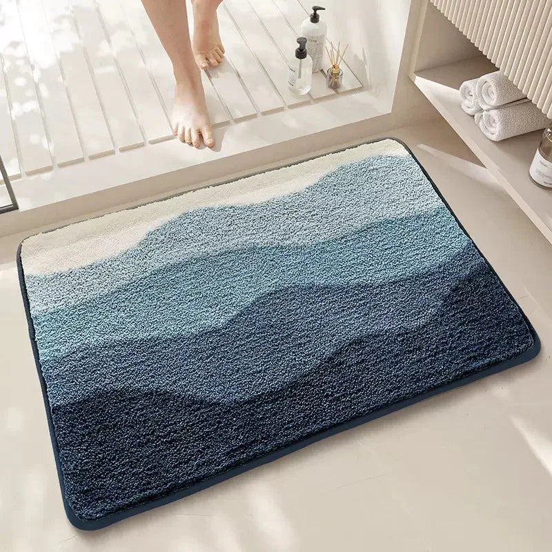 Blue Bath Mat - Super Absorbent, Non-Slip Bathroom Floor Mat - 40x60cm - Mekamart Australia