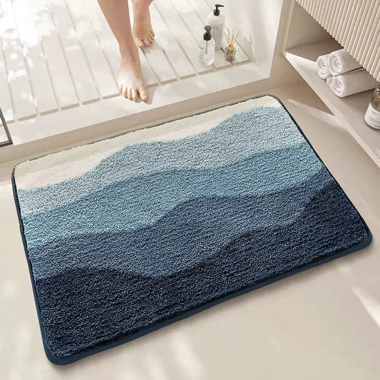 Blue Bath Mat - Super Absorbent, Non-Slip Bathroom Floor Mat - 40x60cm - Mekamart Australia