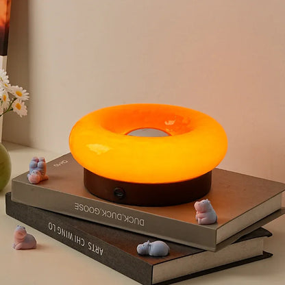 Orange Donut Table Lamp - Rechargeable Touch Control LED - Mekamart Australia