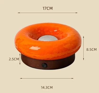 Orange Donut Table Lamp - Rechargeable Touch Control LED - Mekamart Australia