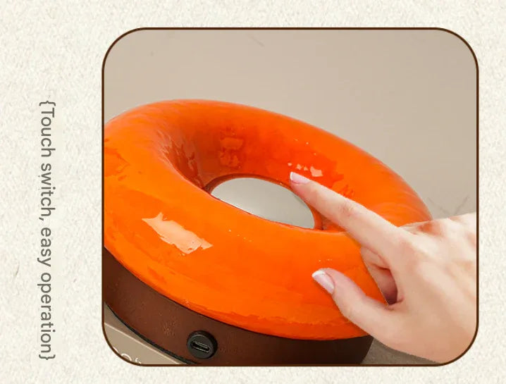 Orange Donut Table Lamp - Rechargeable Touch Control LED - Mekamart Australia