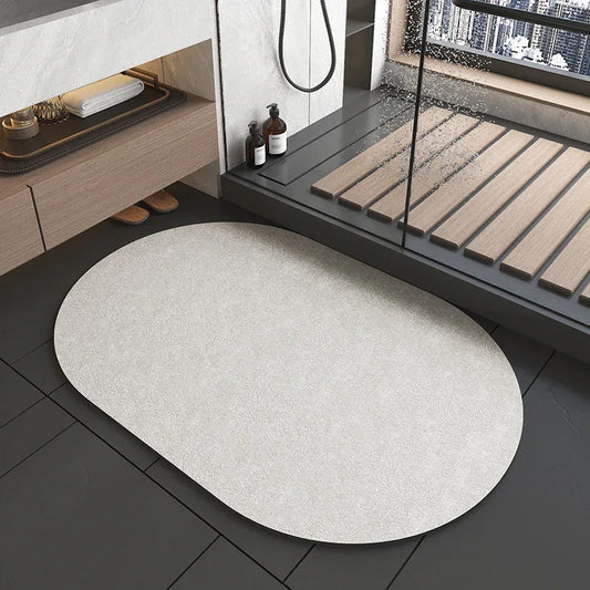 2 pcs Oval dark Beige Quick-Dry Absorbent Non-Slip Bath Rug for Bathroom, Kitchen & Entryway 40x60cm - Mekamart Australia
