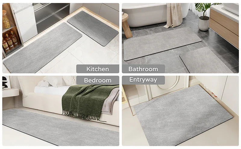 2 pcs Oval dark Beige Quick-Dry Absorbent Non-Slip Bath Rug for Bathroom, Kitchen & Entryway 40x60cm - Mekamart Australia