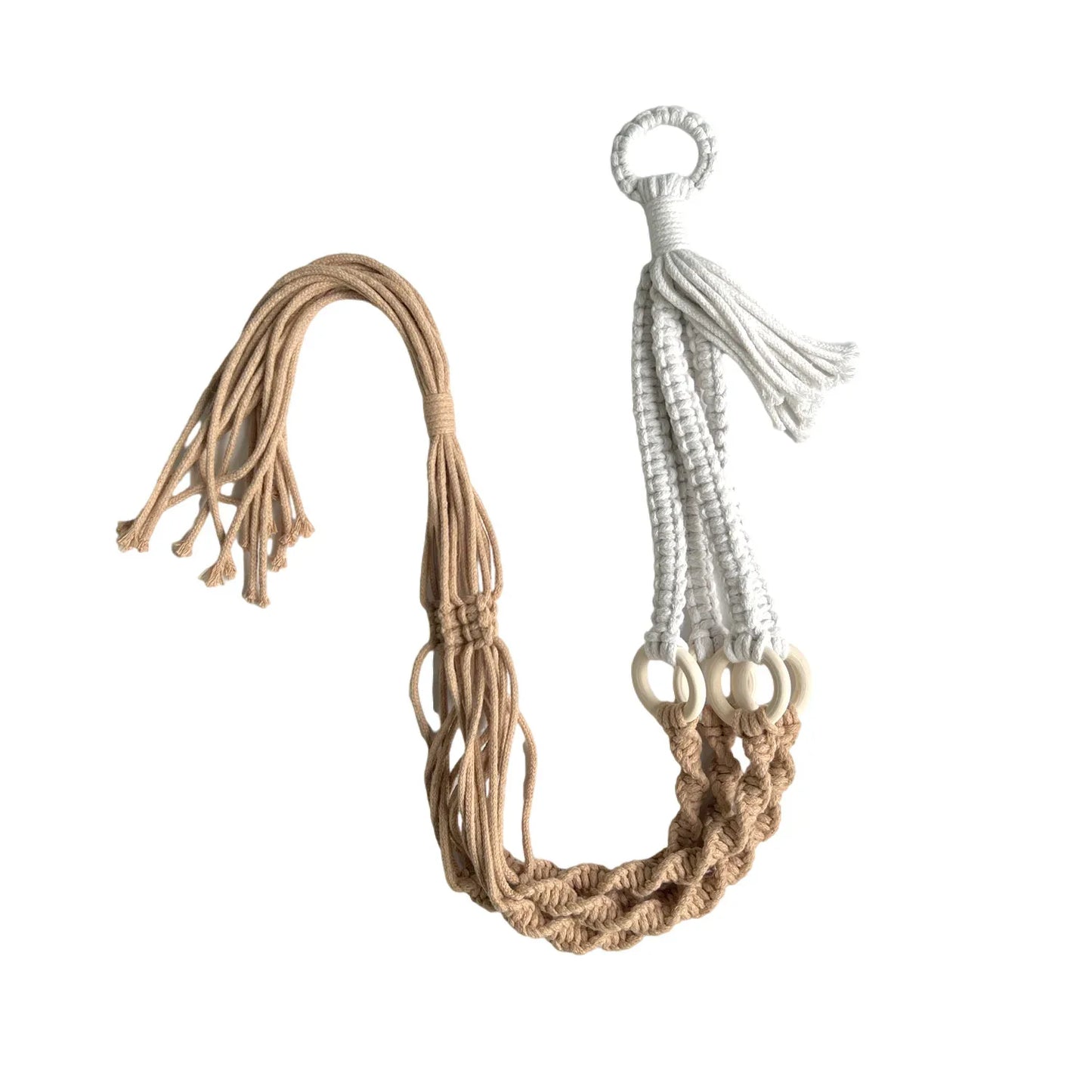 3 pcs Handwoven Plant Hanger-Cotton Rope Hanging Planter with Wooden Rings - Mekamart Australia