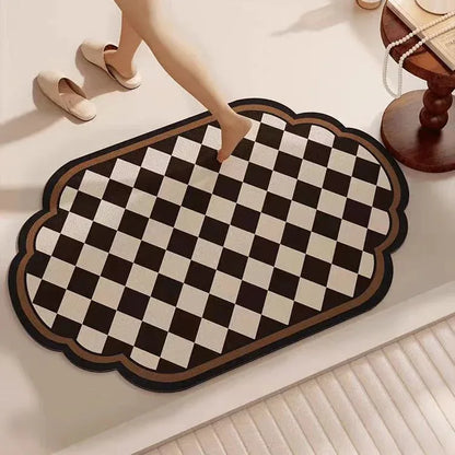Lattice Diatomaceous Earth Bathroom Mat - Vintage Design, Fast-Dry Anti-Slip 40*60cm - Mekamart Australia