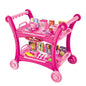 Pink Children's Pretend Play Kitchen Cart Set with Toys - Roleplay Cooking Set with Accessories - Educational Toy for Kids - Mekamart Australia