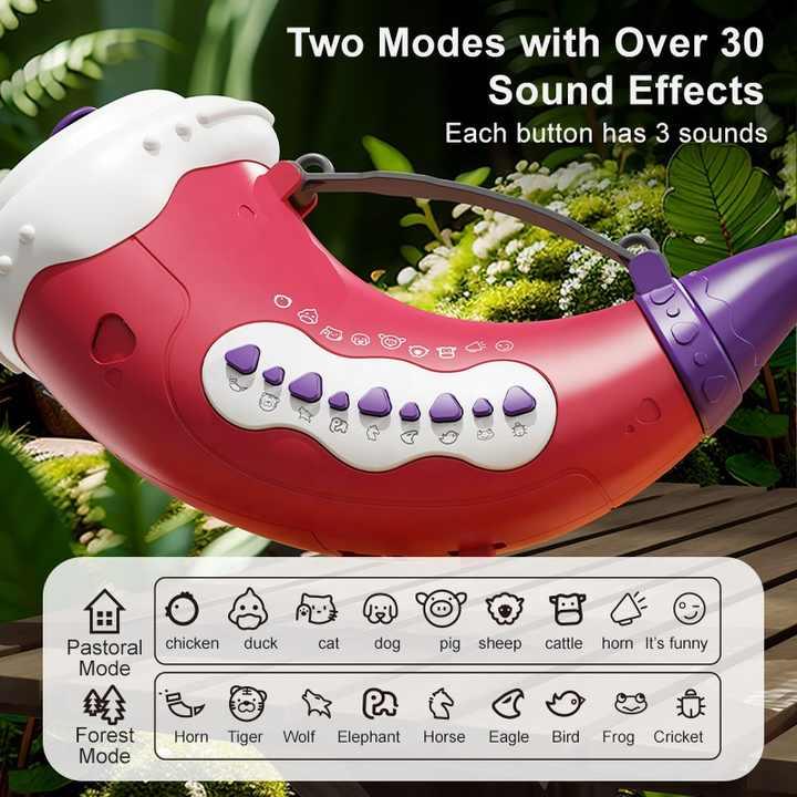 Yellow Interactive Animal Sound Whistle Horn for Kids – Lung Capacity Training and 30+ Sound Effects Toy - Mekamart Australia