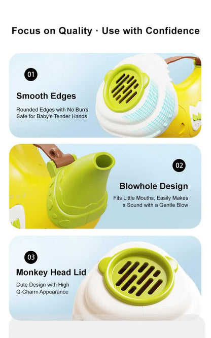Yellow Interactive Animal Sound Whistle Horn for Kids – Lung Capacity Training and 30+ Sound Effects Toy - Mekamart Australia
