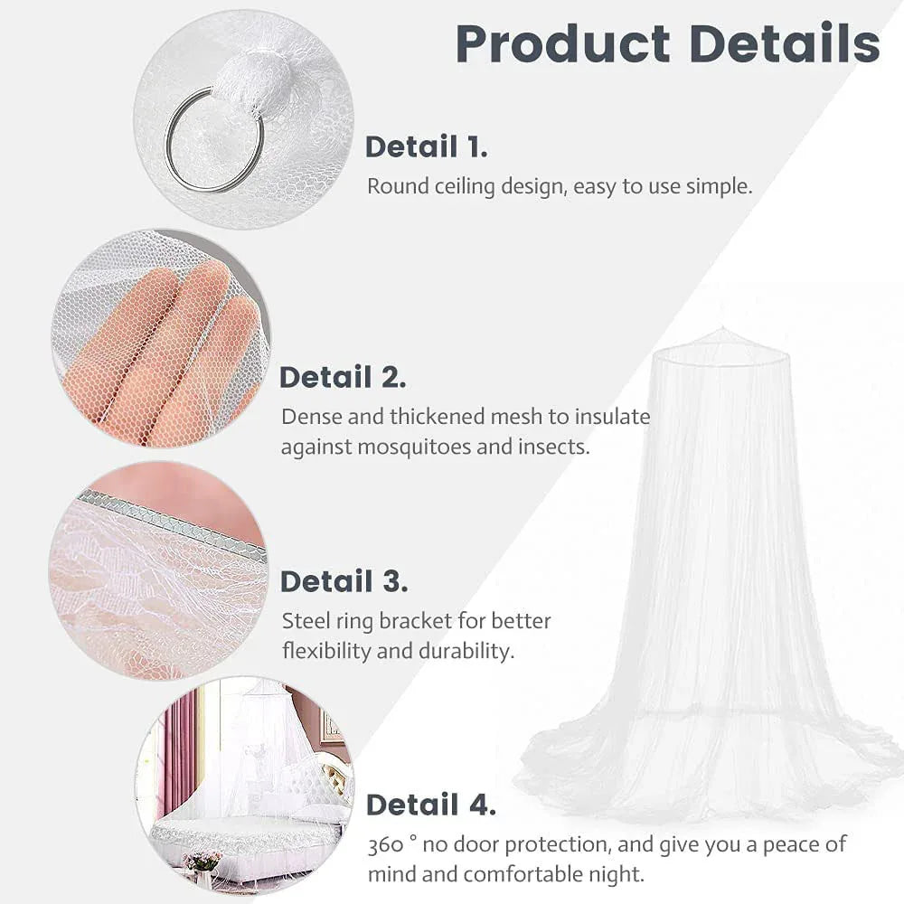 Pink Hanging Princess Bed Canopy Mosquito Net - Dome Bedding for Dorm Rooms & Bedrooms (Fits ≤1.5m Beds) - Mekamart Australia