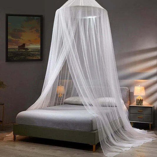 White Hanging Princess Bed Canopy Mosquito Net - Dome Bedding for Dorm Rooms & Bedrooms (Fits 1.5m-1.8m Beds) - Mekamart Australia