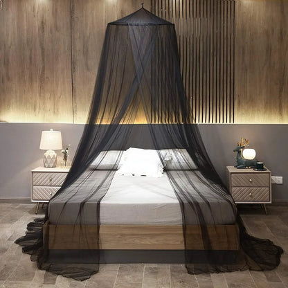 Black Hanging Princess Bed Canopy Mosquito Net - Dome Bedding for Dorm Rooms & Bedrooms (Fits 1.8m-2m Beds) - Mekamart Australia