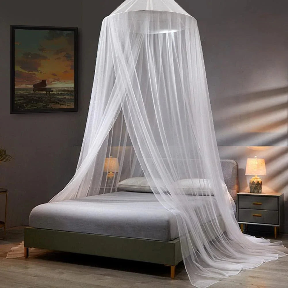 White Hanging Princess Bed Canopy Mosquito Net - Dome Bedding for Dorm Rooms & Bedrooms (Fits 1.8m-2m Beds) - Mekamart Australia