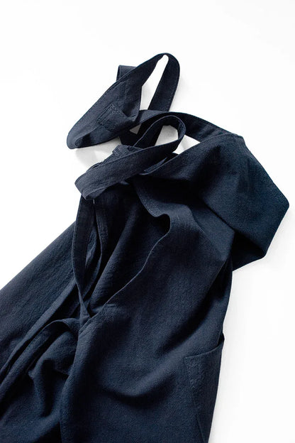 Black Cotton Linen H-Back Apron - Solid Color Kitchen Cooking Apron with Pocket - Mekamart Australia