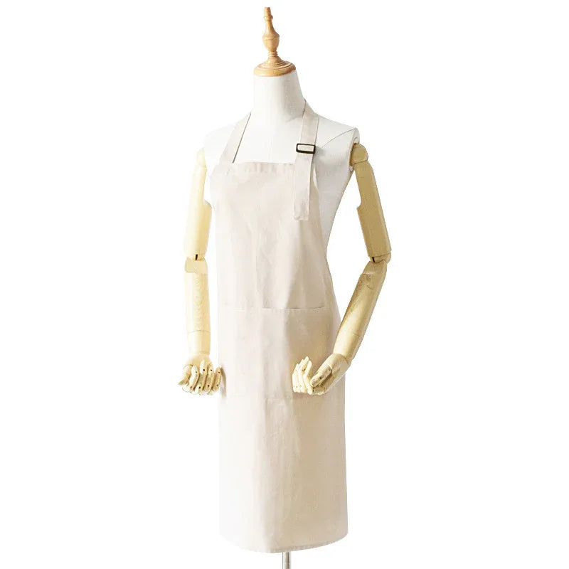 Off White Waterproof & Oil-Proof Apron - Adjustable Kitchen Apron with Pockets - Mekamart Australia