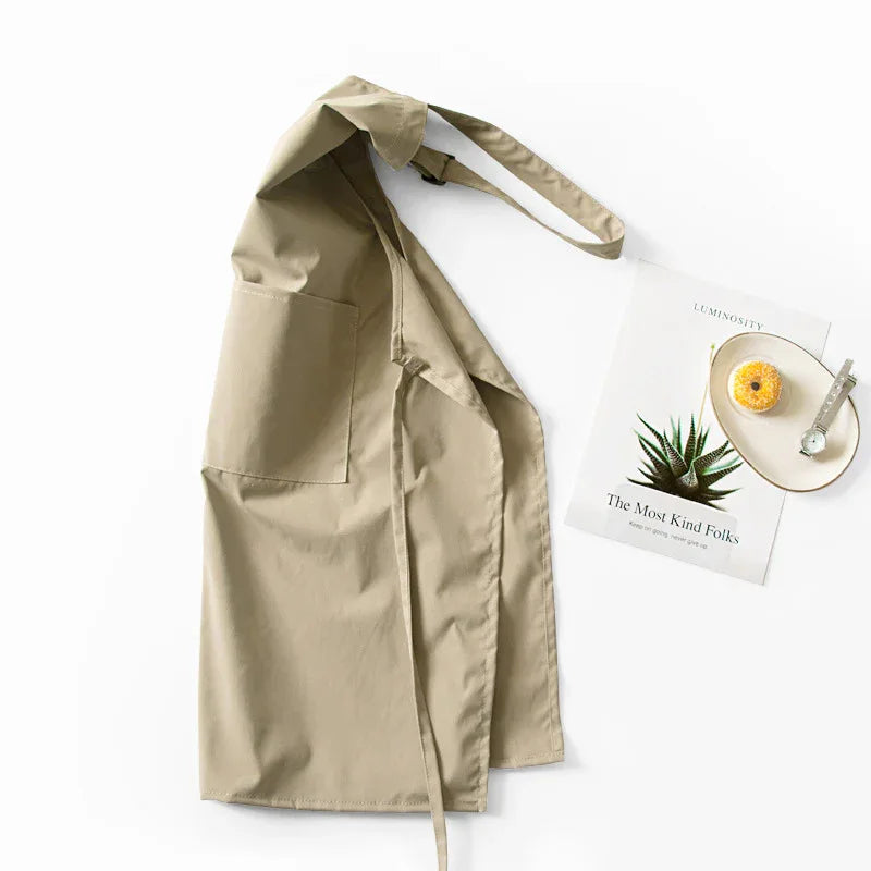 Off White Waterproof & Oil-Proof Apron - Adjustable Kitchen Apron with Pockets - Mekamart Australia
