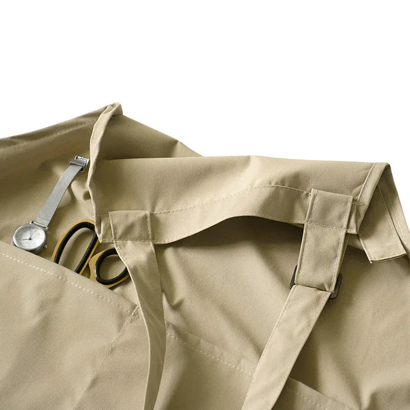 Off White Waterproof & Oil-Proof Apron - Adjustable Kitchen Apron with Pockets - Mekamart Australia