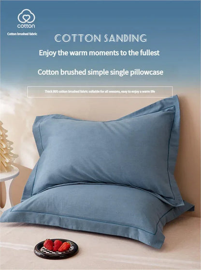 Dark Purple Pure Cotton Flannel Pillowcase Set - Soft, Thickened, Solid Color (Pair, 48x74cm) - Mekamart Australia