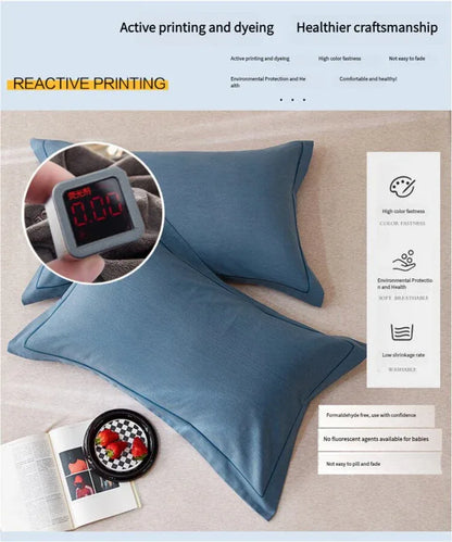 Dark Purple Pure Cotton Flannel Pillowcase Set - Soft, Thickened, Solid Color (Pair, 48x74cm) - Mekamart Australia