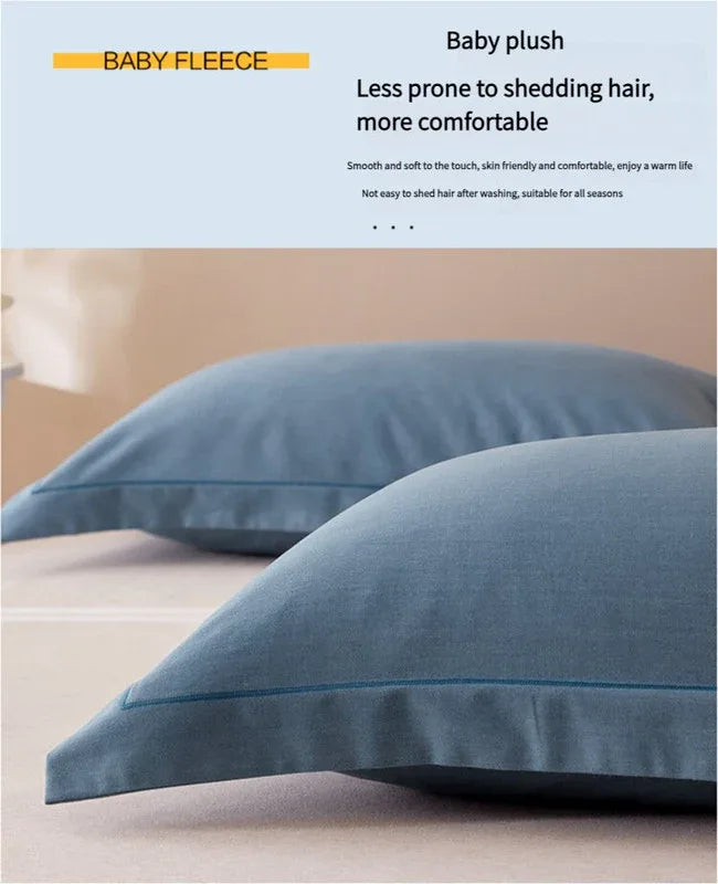 Dark Purple Pure Cotton Flannel Pillowcase Set - Soft, Thickened, Solid Color (Pair, 48x74cm) - Mekamart Australia