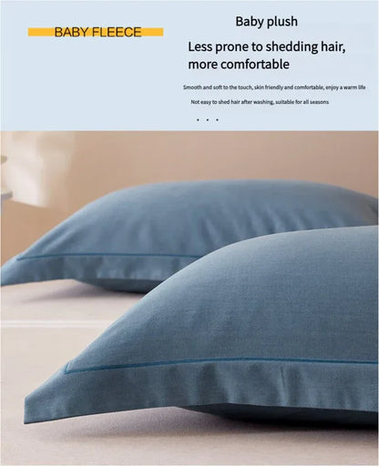 Dark Purple Pure Cotton Flannel Pillowcase Set - Soft, Thickened, Solid Color (Pair, 48x74cm) - Mekamart Australia