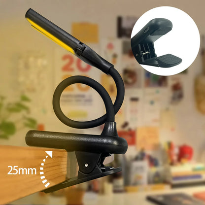 Black Rechargeable Dual-Head Clip-On Book Light - Touch Control Reading Lamp with Eye Protection - Mekamart Australia