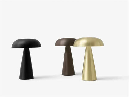 Silver Metal Mushroom Table Lamp - Rechargeable Touch Control Ambient Light with Remote - Mekamart Australia