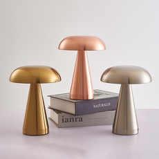 Bronze Metal Mushroom Table Lamp - Rechargeable Touch Control Ambient Light with Remote - Mekamart Australia